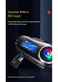 Resim Q58-max Ralu 2 Kişi Bağlantılı Bluetooth Kask Kulaklık Ekranlı Fenerli Müzik Ve Telsiz Intercom 