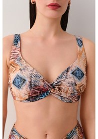 Resim Suwen Freya Önü Burgulu Bikini Üst Sb25570984984 Etnik Desenli 