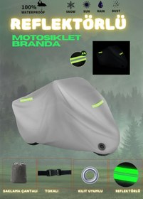Resim AutoEN YEŞİL REFLEKTÖRLÜ YUKİ MOTOR GENTLE GRİ KİLİT UYUMLU MOTOSİKLET BRANDASI(4MEVSİM) 