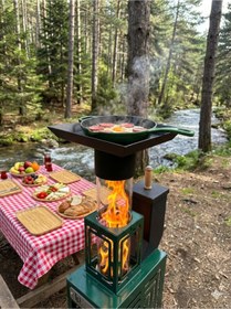 Resim DT DEFNE TASARIM Pelet Soba Roket Pelet Sobası Kasalı Muhafazalı Tekerlekli Pelet Soba Yeşil 