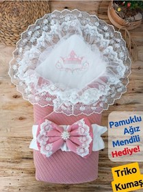 Resim Triko Örg Haki Bebek Kundağı Unisex Bebek Dış Kundak Battaniyesi Hastane Çıkışı Kundak Battaniye Gülkurusu 
