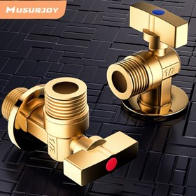 Resim Musurjoy 2 adet tam bakır yüksek akış çıkış T durdurma vanası - G1/2 kalibre açı vanası banyo tuvaleti mutfak lavabosu tuvalet su ısıtıcısı ve diğer sahneler için, Sevgililer Günü - Paskalya - Okula dönüş sezonu hediyeleri 