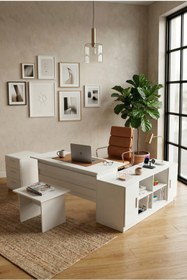 Resim Robin Home Verona Abcf Ofis Büro Masa Takımı Beyaz 