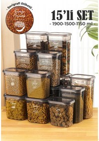 Resim Vienev Peggy Etiketli Dikdörtgen Saklama Kabı Seti 5x 1900 + 1500 + 1150 ML 15'li 