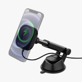 Resim Spigen MagFit Dashboard Araç içi Telefon Tutucu+Manyetik Kablosuz Şarj Cihazı iPhone MagSafe - ACP02616 