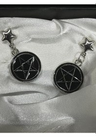 Resim Dükkan Design Gotik Siyah Pentagram Küpe Siyah 