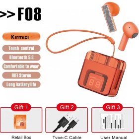 Resim Nrtmsa Karler Bass F08 Dijital Şarj Göstergeli Tws Bluetooth Kulaklık - Kırmızı 