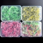 Resim 50 Adet Karanlıkta Parlayen Silikon Istakoz Yemleri - Kancalı Gerçekçi İstekgeler, Gece Balığcılığı Çok Renkli: Yeşil Sarıs Pembе Açık Hava Av Malzemesi, Şeffaf Tasarım Esnek Materyal Spor Oluşturma 