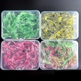 Resim 50 Adet Karanlıkta Parlayen Silikon Istakoz Yemleri - Kancalı Gerçekçi İstekgeler, Gece Balığcılığı Çok Renkli: Yeşil Sarıs Pembе Açık Hava Av Malzemesi, Şeffaf Tasarım Esnek Materyal Spor Oluşturma 