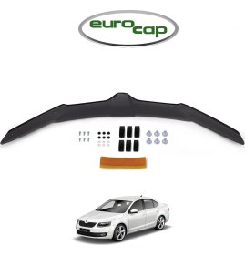 Resim Eurocap Skoda Octavia Ön Kaput Koruma Rüzgarlığı 3 mm Akrilik (Abs) Parlak Siyah Deflektör 2013-> 