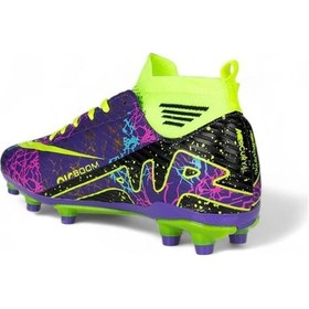 Resim La Liga 565 Çocuk Çoraplı Çim Saha Kramponu Mor / Sarı Mor - Sarı 