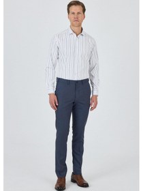 Resim İmza Mavi Filafil Yan Cep Açık Paça Slim Fit Ayarlanabilir Kemer Pantolon 1003250123 Mavi 