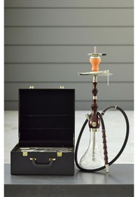 Resim Özel Taşıma Çantalı Doğal Ahşap Gövdeli Tam Tahliye Sistemli Premium Nargile Takımı 75 Cm. 