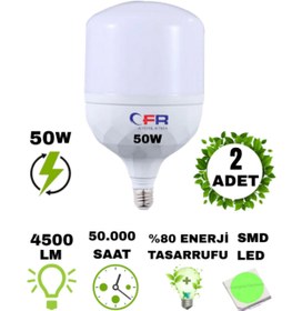 Resim CFR AYDINLATMA 50w Torch Ampul Büyük Boy Tasarruflu Beyaz Işık E27 Normal Duy 1-2-3-4-5-6-8-10 Adet 
