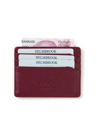 Resim Helmbrook London Drew Erkek Deri İnce Tasarım Kartlık Bordo 