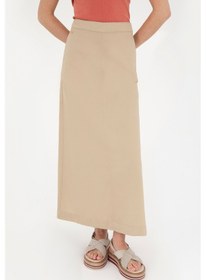 Resim U.S. Polo Assn. Kadın Açık Haki Maxi Boy Dokuma Etek 50282403-VR183 