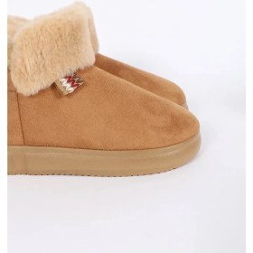 Resim Chirpy Calmfeet Kadın Panduf Camel Renk Yumuşak Kumaş ve Modern Desen ile Rahat Kullanım 