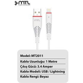 Resim 3.4a Usb To Lightning İphone Silikon Hızlı Şarj Ve Data Kablosu 1 Metre Mt2011 