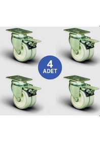 Resim Emes ET01ZKC50F Oynak Tablalı Frenli Çiftli PVC Tekerlek 4 Adet 