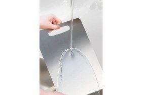 Resim Feyza Design Çift Yön Paslanmaz Çelik Doğrama ve Kesme Tahtası 25X15 cm 