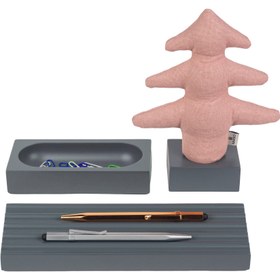 Resim Kayigo Woody Gri Üçlü Ofis Seti - Pembe Çam 