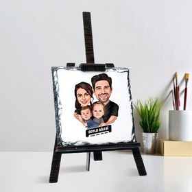 Resim 2 Çocuklu Canım Ailem Karikatürlü Şövalye Ayaklı Taş 