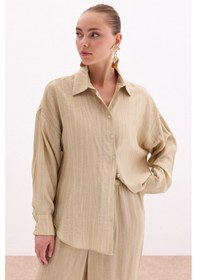 Resim Sateen Salaş Gömlek - Haki-136110 Haki 