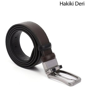 Resim Gönderi(R) Gönderi R Siyaha Kahve Hakiki Deri 3,5 Cm Çift Taraflı Klasik Kemer Siyah - Kahverengi 