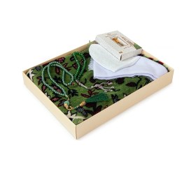 Resim 10 Adet İsme Özel Kutulu Mevlüt Seti Ravza Seccade,tesbih,esans,takke,örtü Çeyizlik Set Sarı 