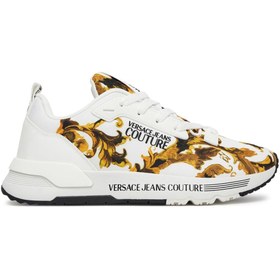 Resim Versace Kadın Fondo Dynamic Dis. SAA Barok Desenli Sneaker - Beyaz/Altın Sarısı 