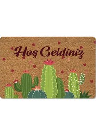 Resim Kaktüsler Temalı Coco Görünümlü Dekoratif Kapı Önü Ve Iç Mekan Paspası Beyaz 