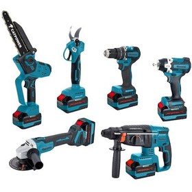 Resim Catpower CAT1560 Kömürsüz 20V 3x4.0AH Akülü 6'lı Set Kırıcı Delici Darbeli Vidalama 