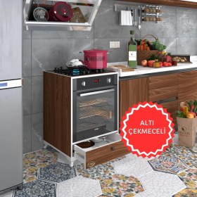 Resim Kenzlife ankastre modülü kabini fosfat cvz fırın ocak dolabı çekmeceli ayaklı 