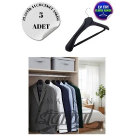 Resim Ceket Askısı 44 Cm Siyah Plastik Takım Elbise Kıyafet Askısı Ev Tipi 5 Adet Diğer 