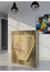Resim Resital Ledli Karşılama Bankosu G-90 Cm Ofis Kasa Resepsiyon Masası Banko-001-2-6 