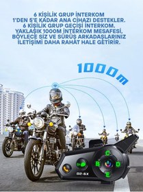 Resim Wearfitpro D2-6x 1000m Mesafeli 6 Kanallı İntercom Bluetooth Motosiklet Kask Kulaklığı İntercom Kulaklık 