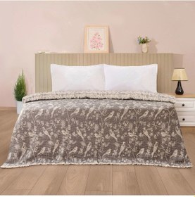 Resim Soft Birds Çift Kişilik Yatak Örtüsü - Antrasit - 220x240 Cm Çok Renkli 