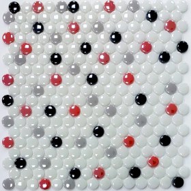 Resim MozaiKristaL Mutfak Tezgah Arası, Banyo, Havuz, Sauna, Spa, Ev, Bahçe ve İşyeri, Yaşam Alanlarının Tüm Yüzeyleri İçin 22 Mm. Yuvarlak Cam Mozaik. ( 1 Koli = 1 m2 Fiyatıdır ) 