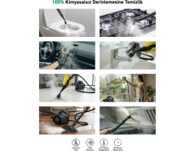 Resim Schneider Çok Fonksiyonlu Buharlı Temizlik Makinesi - Çelik Kazanlı 1800W 