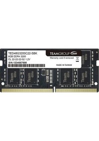 Resim Team Elite 8GB (1x8GB) 3200MHz CL 22 DDR4 Notebook SODIMM Ram (TED48G3200C22-S01) 