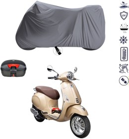 Resim Vespa Primavera 150 Arka Çanta Uyumlu Motosiklet Branda Su Geçirmez Motor Branda 