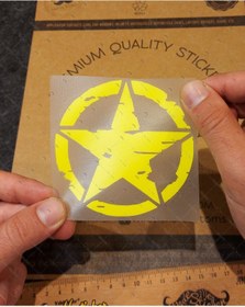 Resim Bay Etiket Ars13 Eskitilmis Desenli Asker Yildizi Mat Sari - Küçük Boy 