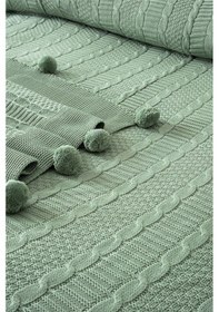 Resim Triko Örme Gül Nakışlı Battaniye Takımı -tivoli Rosetta Mint 