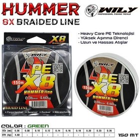 Resim Wily Hummer 8 Kat İp Misina 150 Mt Yeşil 0,12 