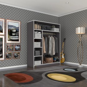 Resim Kenzlife giysi dolabı necmettin 150*120*40 gri gardırop 