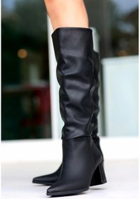 Resim Biçomi Roksa Siyah Cilt Topuklu Çizme Çok Renkli 