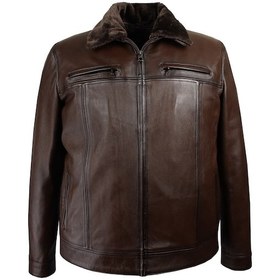 Resim Büyük Beden Kürklü Hakiki Deri Mont Kahverengi B9045 001 