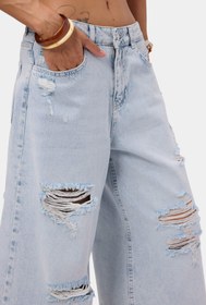 Resim Kadın Ice 12s6-3 Süper Baggy Fit Bermuda Denim Jort - Ice Rengi / 38 