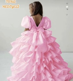 Resim Cloudy Kuyruklu Pembe Kız Abiye Elbise - 11 Yaş 