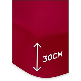 Resim Penye Lastikli Çarşaf Pamuklu Jersey Tek Kişilik 100x200cm Bordo Bordo 
